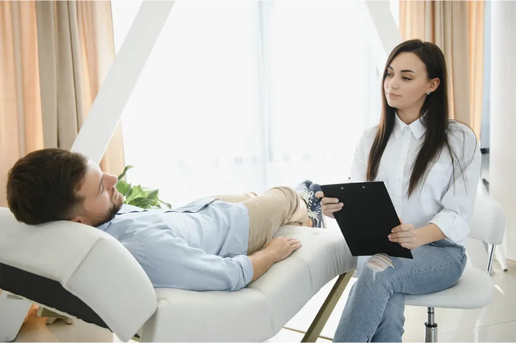 Woman working on mindfulness therapy in fresno.