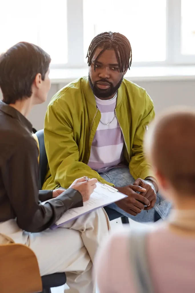 man working on mindfulness therapy in fresno.