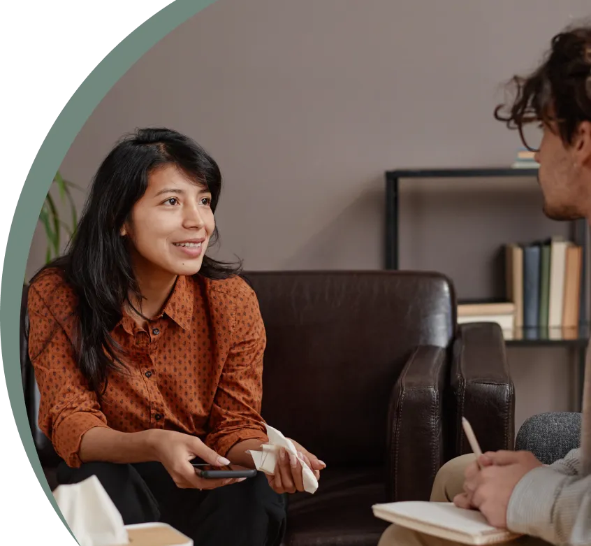 Woman in individual therapy session at sierra meadows behavioral health in fresno california.